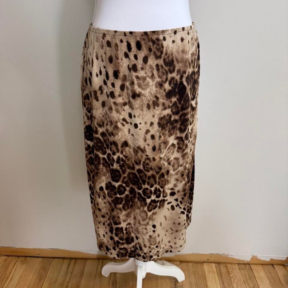 Leopard Print Pull On Midi Skirt Sz M Y2k 90s Indie Sleaze Mob Wife Boho Chic